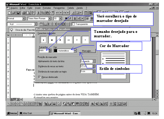 Alterar a formatação do marcador ou do número - Suporte da Microsoft