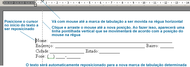 Usando tabulação no Word